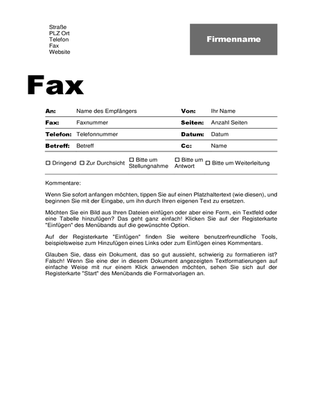 Faxdeckblatt (professionelles Design) Faxdeckblatt (professionelles Design)