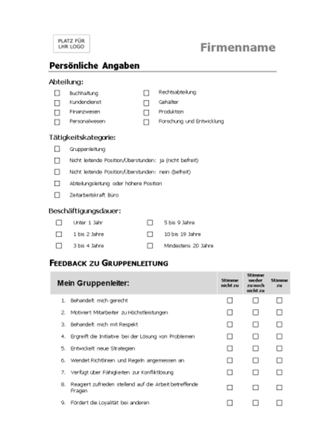 Formular für Managementfeedback Formular für Managementfeedback