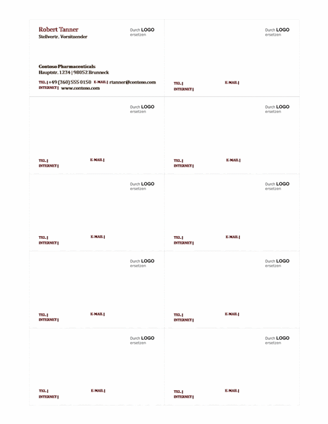 Visitenkarten, horizontales Layout mit Logo, links ausgerichteter Text Visitenkarten, horizontales Layout mit Logo, links ausgerichteter Text