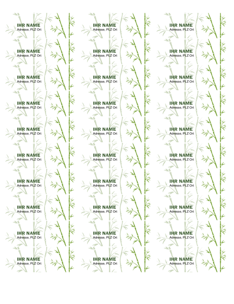 Absenderadressetiketten (Bambus, 30 pro Seite, geeignet für Avery 5160) Absenderadressetiketten (Bambus, 30 pro Seite, geeignet für Avery 5160)