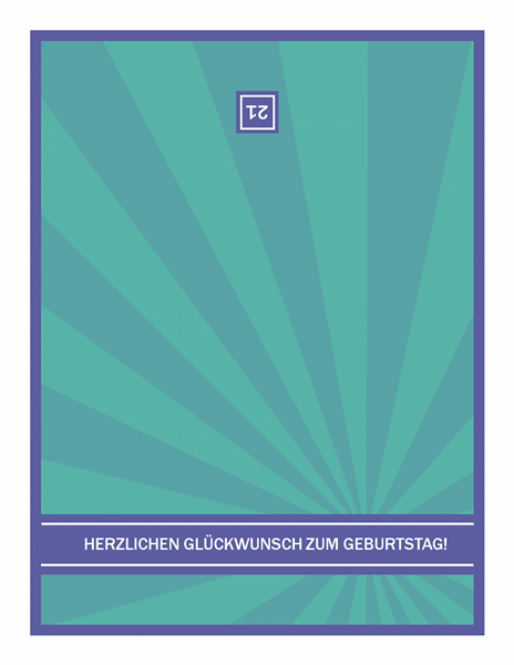 Glückwunschkarte "Meilensteine", blaue Strahlen auf grünem Hintergrund Glückwunschkarte "Meilensteine", blaue Strahlen auf grünem Hintergrund