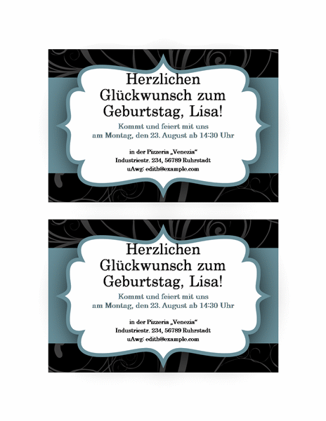 Partyeinladung (im Design "Blaues Band") Partyeinladung (im Design "Blaues Band")