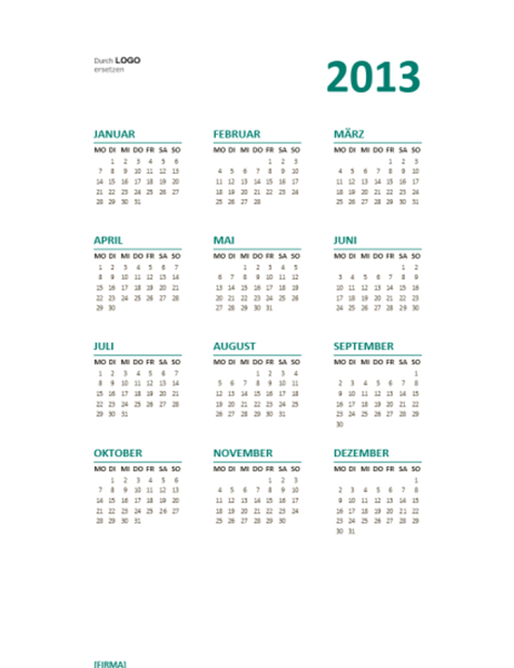 Kalender für 2013