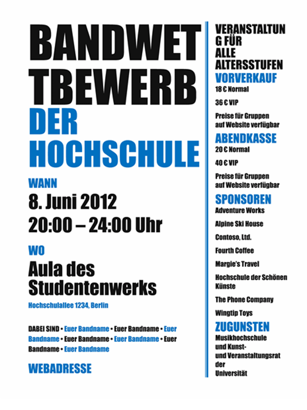 Handzettel für Kursteilnehmer (Design "Fette schwarze und blaue Schrift") Handzettel für Kursteilnehmer (Design "Fette schwarze und blaue Schrift")