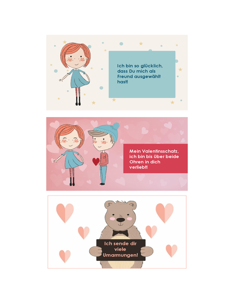 Valentinsgrüße für Kinder (12 Designs, 3 pro Seite) Valentinsgrüße für Kinder (12 Designs, 3 pro Seite)