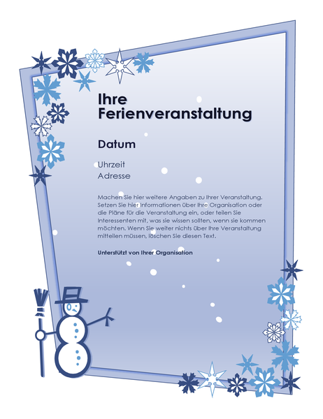 Handzettel für Weihnachtsferien-Veranstaltung Handzettel für Weihnachtsferien-Veranstaltung