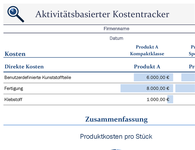 Aktivitätsbasierter Kostentracker Aktivitätsbasierter Kostentracker