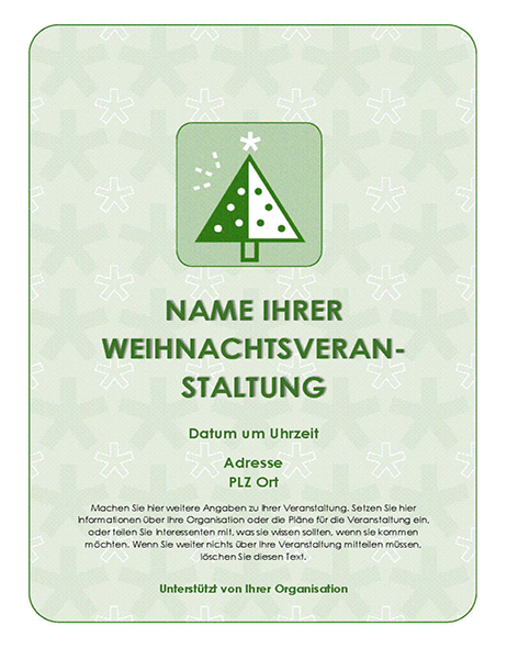 Weihnachtsparty-Handzettel (mit grünem Baum) Weihnachtsparty-Handzettel (mit grünem Baum)