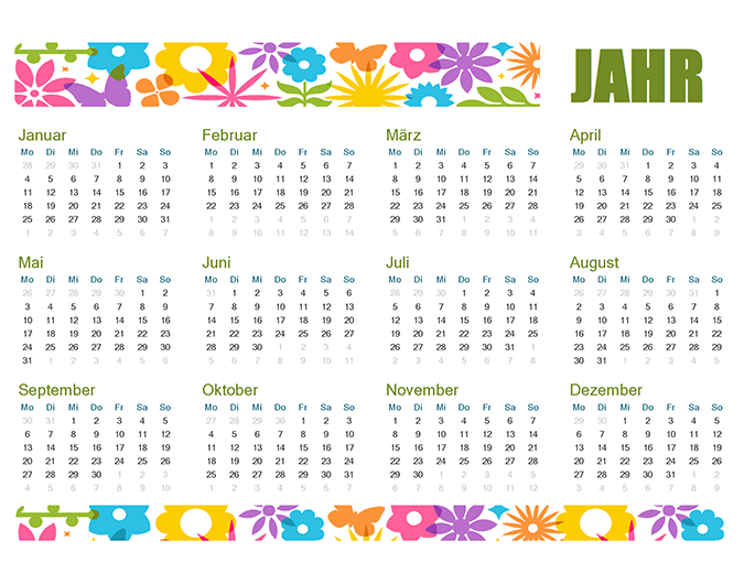 Verspielter Kalender für jedes Jahr Verspielter Kalender für jedes Jahr