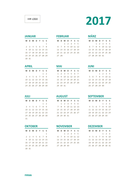 Auf-einen-Blick-Jahreskalender 2017 (Mo–So) Auf-einen-Blick-Jahreskalender 2017 (Mo–So)