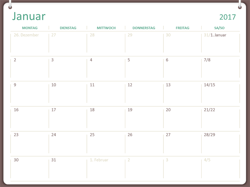 Kalender 2017 (Mo–So, Zweiringdesign) Kalender 2017 (Mo–So, Zweiringdesign)