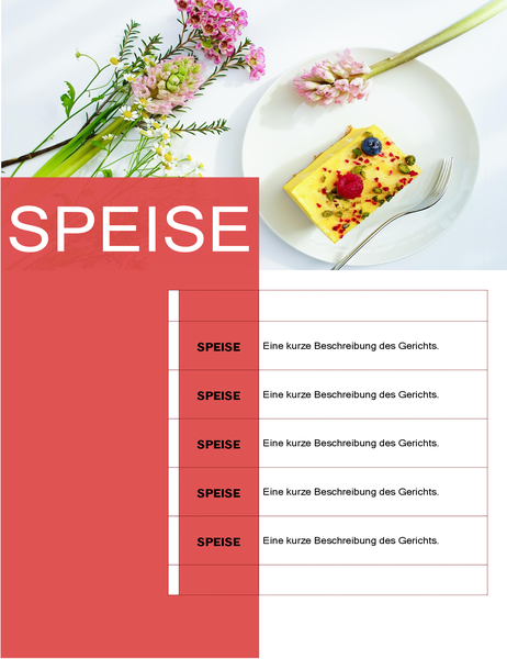 Party-Speisekarte (Blumendesign) Party-Speisekarte (Blumendesign)