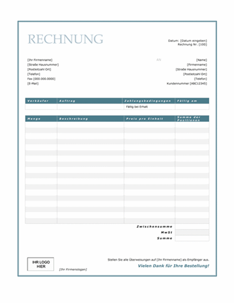 Dienstleistungsrechnung (Design "Blauer Rahmen") Dienstleistungsrechnung (Design "Blauer Rahmen")