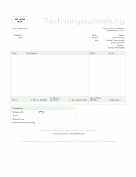 Rechnungsaufstellung (Design "Grün") Rechnungsaufstellung (Design "Grün")