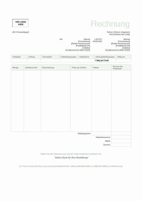 Verkaufrechnung (Design "Grün") Verkaufrechnung (Design "Grün")