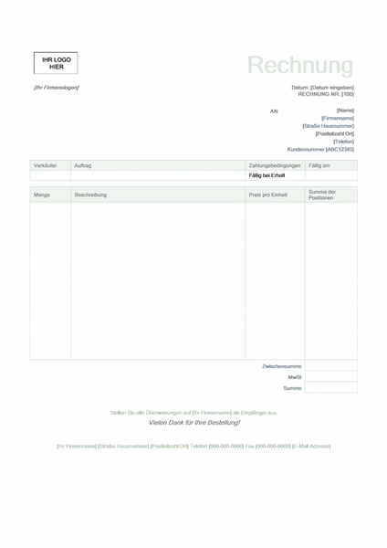 Dienstleistungsrechnung (Design "Grün") Dienstleistungsrechnung (Design "Grün")
