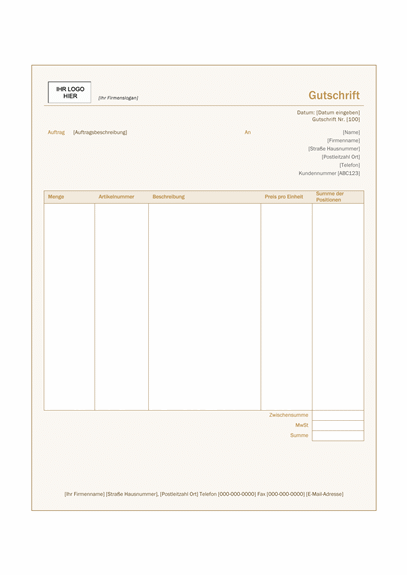 Gutschrift (Design "Siena") Gutschrift (Design "Siena")