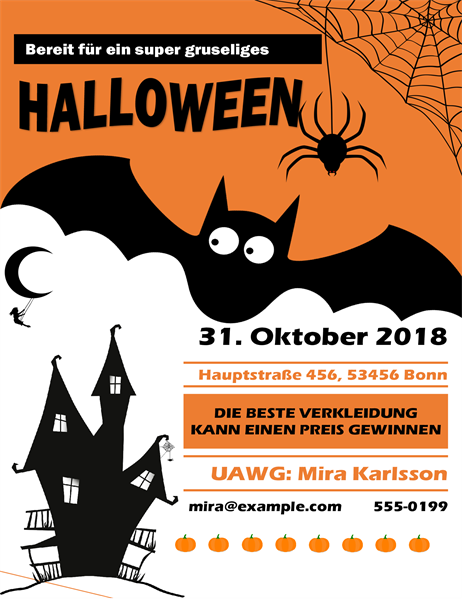 Handzettel für Halloweenparty mit gruseliger Fledermaus Handzettel für Halloweenparty mit gruseliger Fledermaus