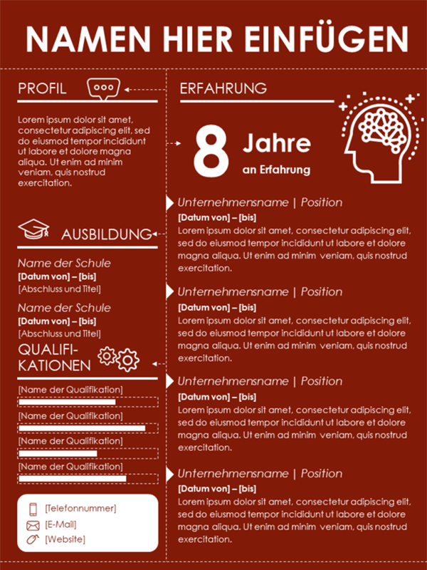 Lebenslauf mit Infografiken Lebenslauf mit Infografiken