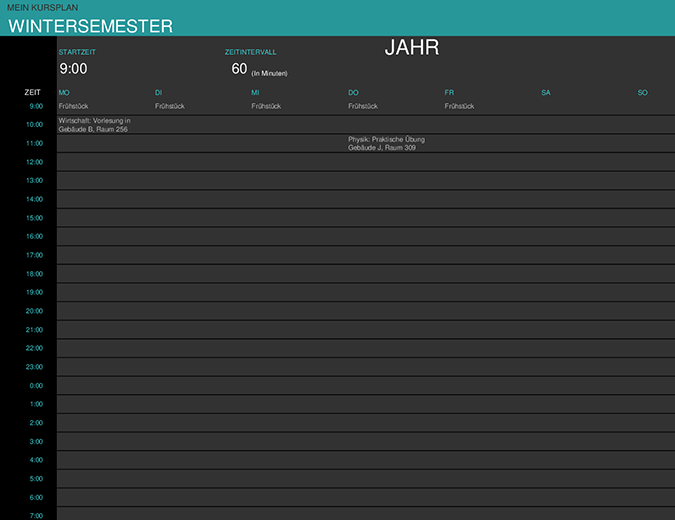 Akademischer Kalender (ein Monat, alle Jahre, Wochenanfang Sonntag)