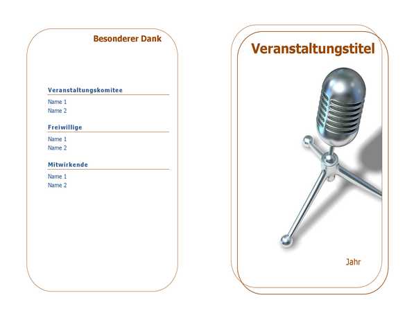 Veranstaltungsprogramm (mittig gefaltet) Veranstaltungsprogramm (mittig gefaltet)