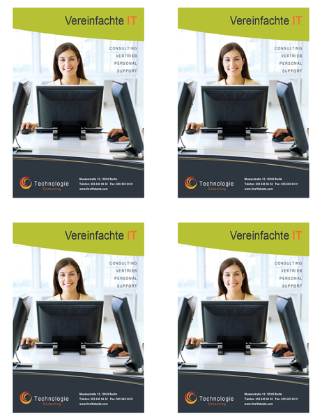Handzettel für Technologiebranche (Viertelseite, 4 pro Seite) Handzettel für Technologiebranche (Viertelseite, 4 pro Seite)