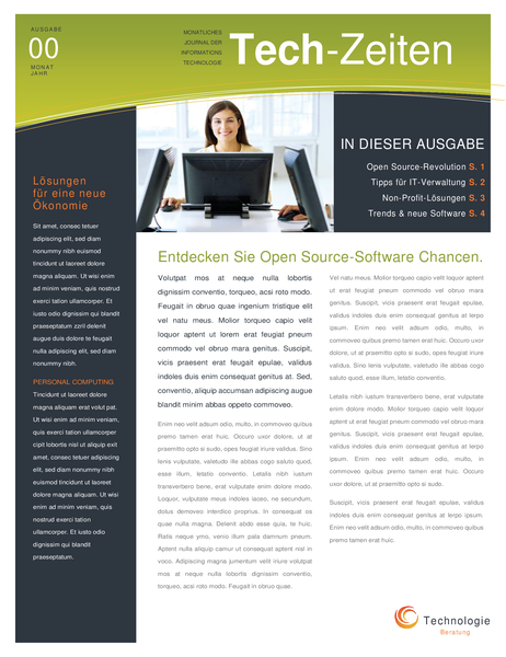 Newsletter für Technologieunternehmen (4 Seiten) Newsletter für Technologieunternehmen (4 Seiten)