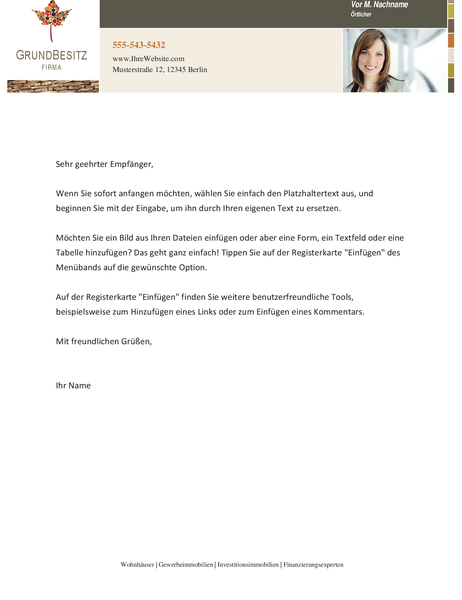 Briefkopf für Immobilienmakler Briefkopf für Immobilienmakler
