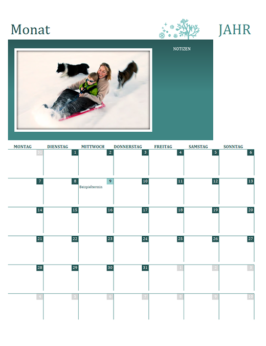 Jahreszeiten-Familienkalender (alle Jahre, Mo–So) Jahreszeiten-Familienkalender (alle Jahre, Mo–So)