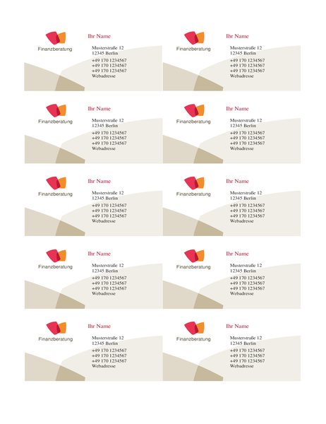 Visitenkarte für Finanzunternehmen (10 pro Seite) Visitenkarte für Finanzunternehmen (10 pro Seite)