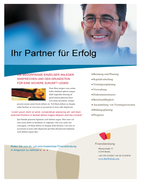 Flyer für Finanzunternehmen Flyer für Finanzunternehmen
