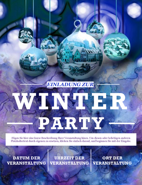 Eleganter Handzettel für eine Winterparty Eleganter Handzettel für eine Winterparty