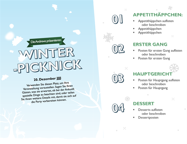 Menü „Winterliche Feiertage“ Menü „Winterliche Feiertage“