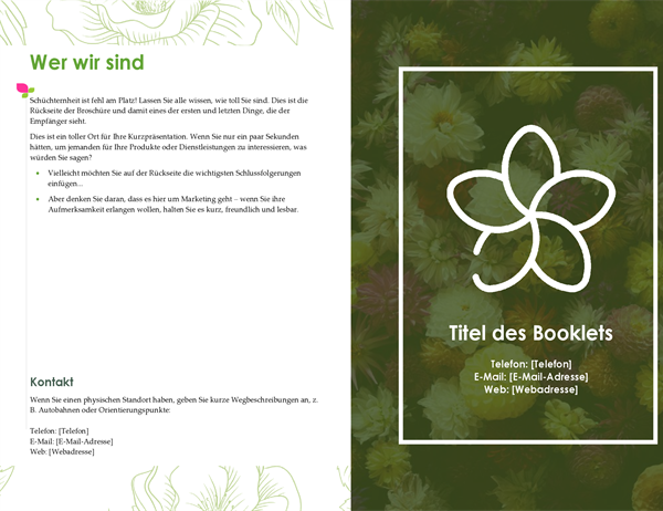 Grüne florale Werbebroschüre Grüne florale Werbebroschüre