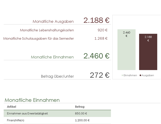 Studienbudget Studienbudget