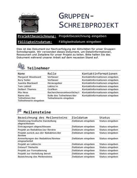 Gruppen-Schreibprojekt Gruppen-Schreibprojekt