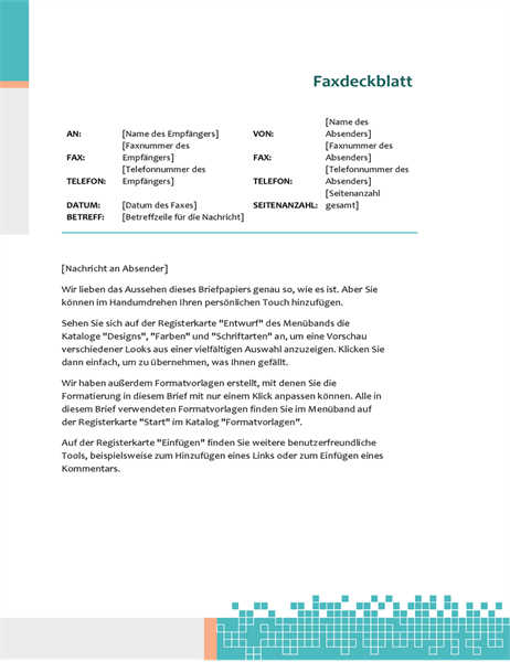 Minimalistisches technisches Faxdeckblatt Minimalistisches technisches Faxdeckblatt