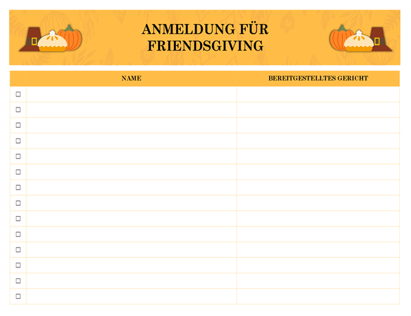 Friendsgiving Anmeldung Friendsgiving Anmeldung
