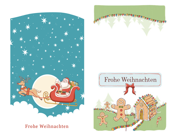 Weihnachtskarten mit Weihnachtsmann- und Lebkuchenmotiven Weihnachtskarten mit Weihnachtsmann- und Lebkuchenmotiven