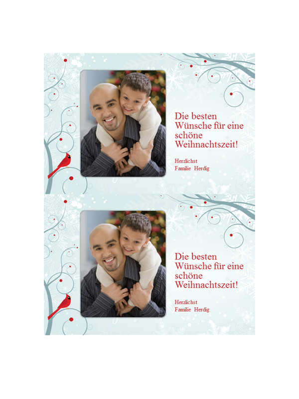 Urlaubs-Fotokarten mit Schneeflocken-Design (zwei pro Seite) Urlaubs-Fotokarten mit Schneeflocken-Design (zwei pro Seite)