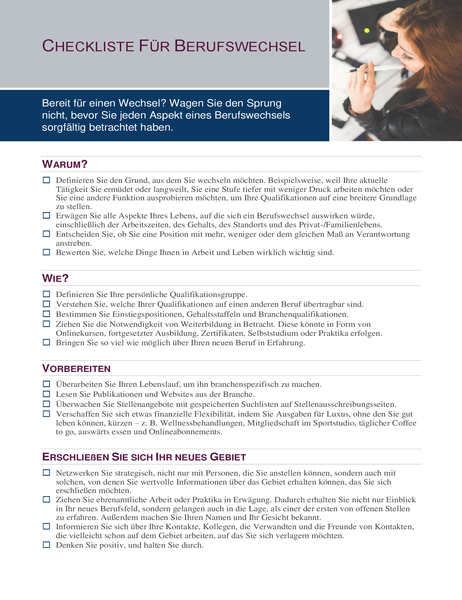 Checkliste für Berufswechsel Checkliste für Berufswechsel