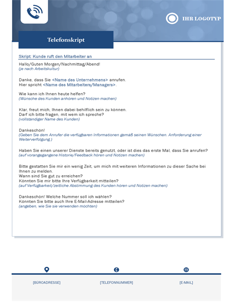 Telefon-Skript für Kleinunternehmen Telefon-Skript für Kleinunternehmen