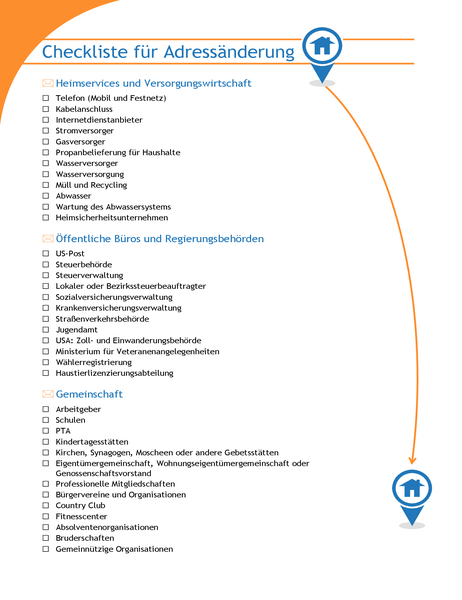 Checkliste für Adressänderung Checkliste für Adressänderung