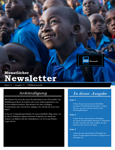 Newsletter für gemeinnützige Organisation Newsletter für gemeinnützige Organisation