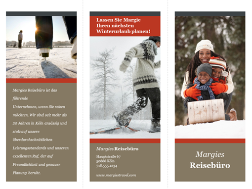 Dreifach gefaltete Reisebroschüre (Design "Rot und Grau")