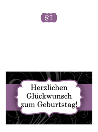 Geburtstagskarte (im Design "Lilafarbenes Band", Mittelfaltung) Geburtstagskarte (im Design "Lilafarbenes Band", Mittelfaltung)