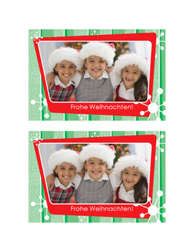 Weihnachtsfotokarte (grüne Streifen, roter Fotorahmen) Weihnachtsfotokarte (grüne Streifen, roter Fotorahmen)