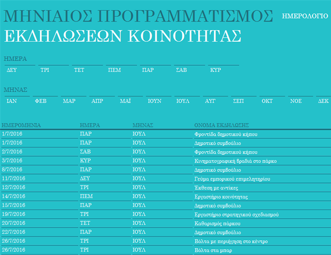 Προγραμματισμός εκδηλώσεων κοινότητας Προγραμματισμός εκδηλώσεων κοινότητας
