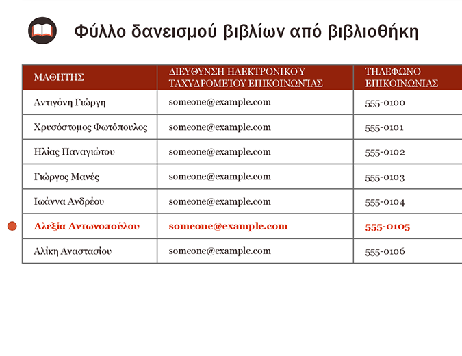 Φύλλο δανεισμού βιβλίων από βιβλιοθήκη Φύλλο δανεισμού βιβλίων από βιβλιοθήκη
