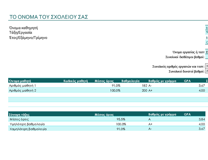 Βιβλίο βαθμολογίας δασκάλου (βάσει πόντων) Βιβλίο βαθμολογίας δασκάλου (βάσει πόντων)